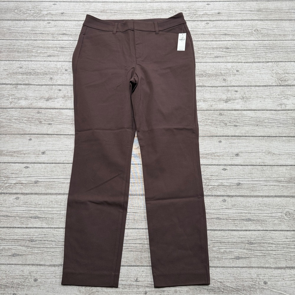 NEW Old Navy Pants Women's 10 Brown High Rise Pixie Straight Leg Stretch Trouser